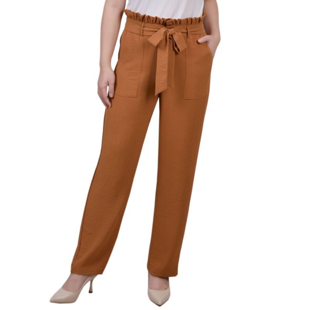 NY Collection Petite Belted Paper Bag Waist Pants